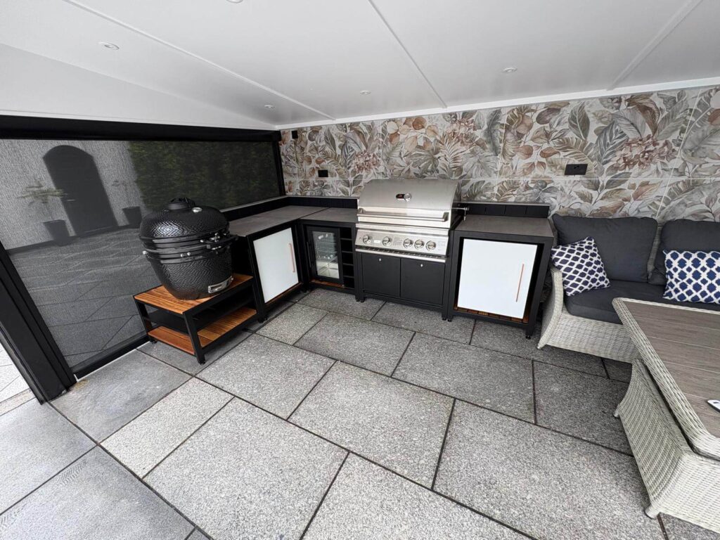 Vibe outdoor Kitchen setup with grills & drinks fridge