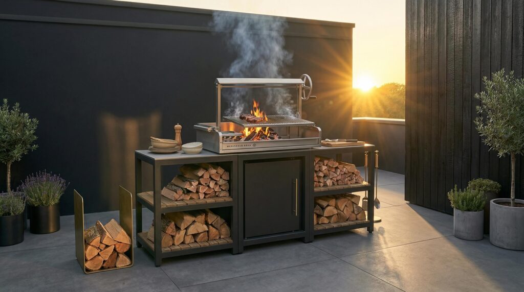 Vibe Adado in use cooking meat in the garden