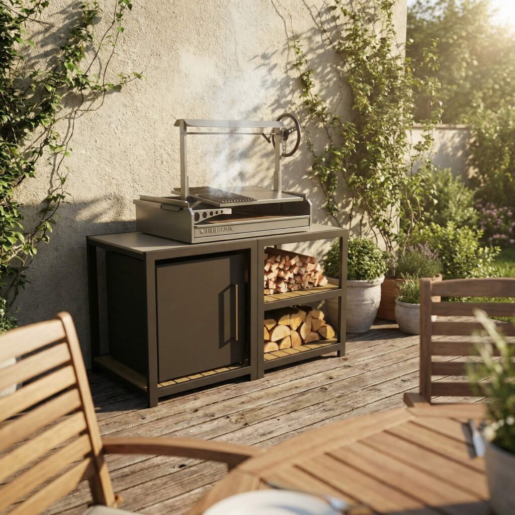 Vibe Inline Kamado shown in use in a garden