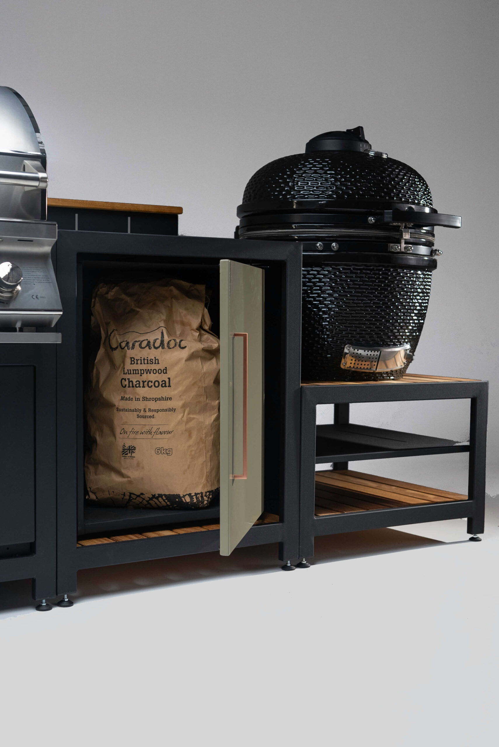 Close up of the charcoal storage cabinet